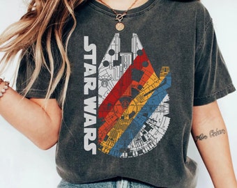 Retro Disney Star Wars Shirt | Millennium Falcon Wears Logo Graphic T-shirt | Galaxy'S Edge | Star Wars Day Tee | Star Wars Celebration