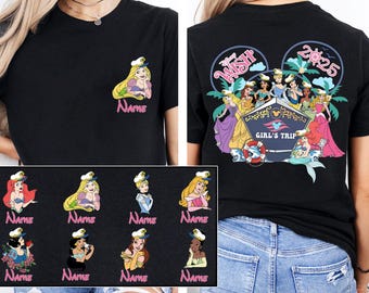 Personalisierte 2-seitige Disney Princess Cruise Trip Shirt | Disney Wunsch Wunder Fantasy Magie Wunsch, Tshirt | Disney Familienkreuzfahrt Passende Reise