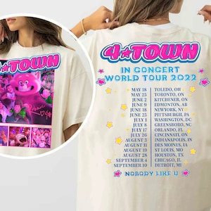 2-seitiges Retro Disney Turning Red 4 Town World Tour Shirt | 4 Stadtmusik Band Liebhaber T-Shirt | Pixar Fest 2025 Reise-T-Shirt | Freunde Playtime Party