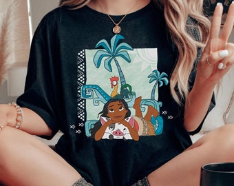 Maglietta vintage Moana Pua e Hei Hei sulla spiaggia / Maglietta Moana Disney Tropical Vibes / Maglietta Disneyland Trip Outfits / Walt Disney