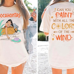 Retro 2-Sided Disney Princess Shirt | Pocahontas Meeko Raccoon T-Shirt | Afternoon Dreaming Colors Of The Wind Tee | Disneyland Trip Outfit