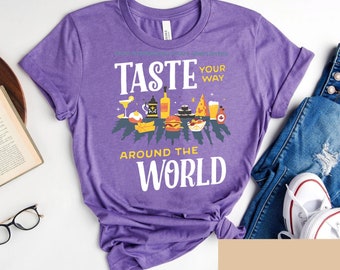 Retro Taste Your Way Around World Shirt | Disney Epcot Food And Wine Festival 2023 T-shirt | Disneyland Family Matching Tee Disney Trip