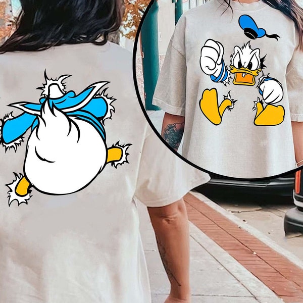 Chemise Donald Duck vintage 2 faces des années 90 | Chemise drôle de Walt Disney World | Tee-shirt assorti à la famille Disneyland | Cadeau Disney drôle