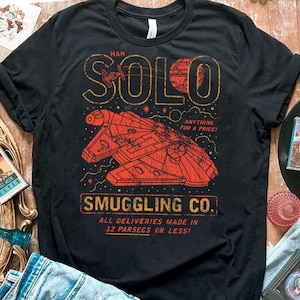 Vintage Disney Star Wars Shirt | Han Solo Smuggling Co. Poster T-shirt | Galaxy&#39;S Edge | Star Wars Day Tee | Star Wars Celebration