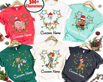 Personalized Disney Toy Story Christmas Light Shirt | Custom All Characters Disneyland Xmas Matching Tshirt | Mickey Very Merry Xmas