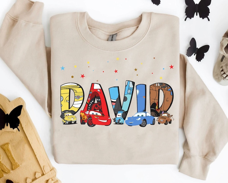 Custom Name Disney Pixar Cars Shirt | Personalized Disney Mc Queen Tow Mater T-Shirt | Disneyland Matching Tee | WDW Family Trip Outfit image 1