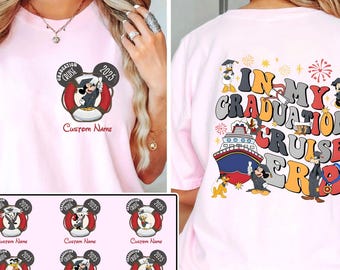 Vintage 2-Sided In My Graduation Cruise Era Disney Cruise Shirt | Mickey & Friends Graduate Senior Tshirt | Disney Cruise Class of 2026 Trip