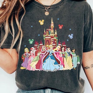 Retro Disney Princess Christmas Sweatshirt | Disney Castle Christmas T-shirt | Disney Girl Trip Tee | Disney Christmas Outfit