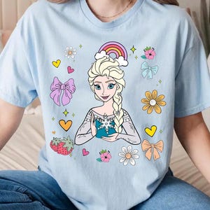 Vintage Disney Elsa Princess Coquette Bow Shirt | Disney Frozen Retro Tshirt | WDW Magic Kingdom Family 2025 | Birthday Girl Trip
