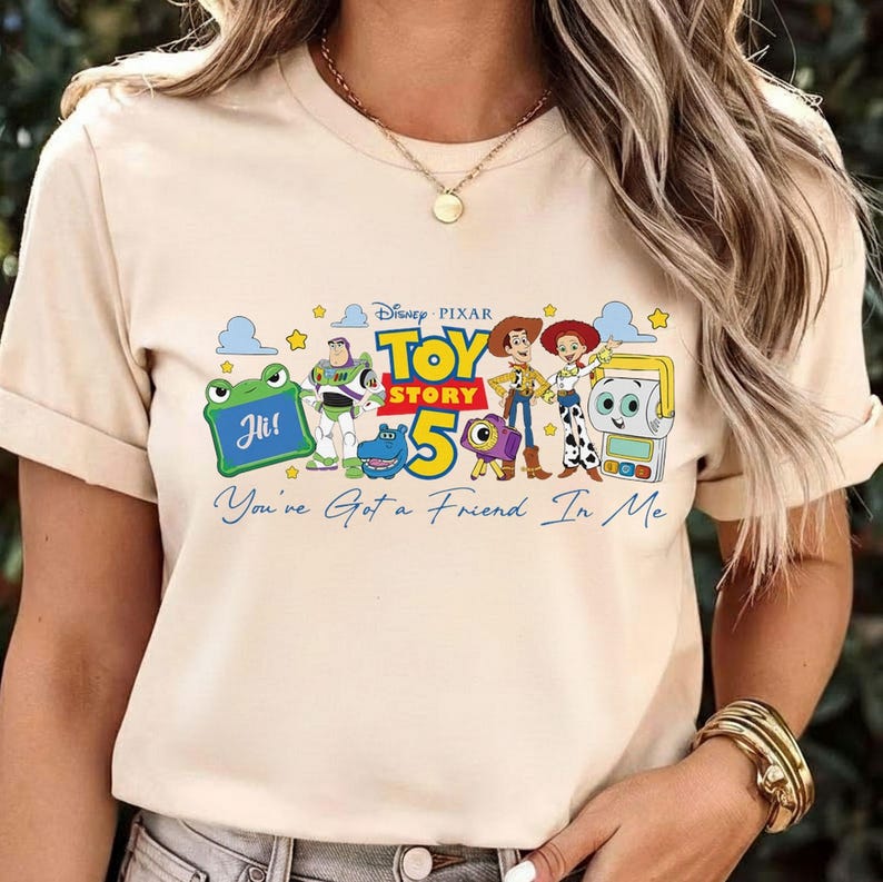Disney Toy Story 5 Movie T-Shirt, Buzz Lightyear Woody Jessie Bo Peep, Toy Story Land, You've Got a Friend in Me, Disney Family Trip 2026 image 1