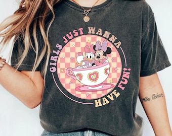 Sudadera a juego de Minnie y Daisy de Disney / Camiseta "Girls Just Wanna Have Fun" / Camiseta "Disney Besties" / Conjuntos para viajes a Disneyland