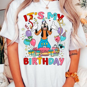 Custom Disney Mickey and Friends Balloon It's My Birthday Presents T-shirt | All Characters Birthday Party Squad Family Matching Tee