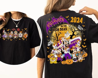 2-Sided Disney o Dia das Bruxas nos mares altos Camiseta de &lt;br&gt; Entrega Rápida? Mickey & amigos camisetas de &lt;br&gt; Entrega Rápida? Mickey não é tão assustador | Viagem de cruzeiro de Halloween em família na Disneylândia