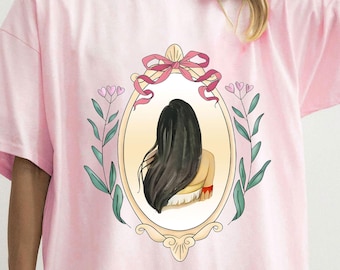 Camiseta vintage de la princesa Pocahontas de Disney con espejo floral / Linda camiseta retro de Pocahontas de Disney / Viaje familiar a Magic Kingdom de WDW / Cumpleaños de niña