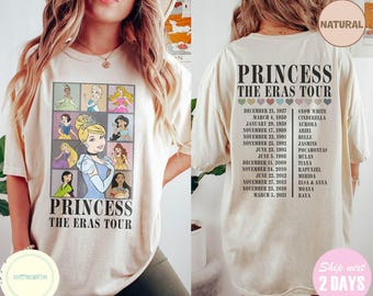 Camiseta de la gira de las Eras de las Princesas, camiseta de viaje de Disney para chicas, camiseta de las Princesas Disney, camiseta de Disneyworld, camiseta de Disneyland, camiseta de los Personajes de las Princesas Disney