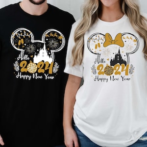 Custom Mickey Minnie Happy New Year 2025 Shirt | Disney New Year&#39;S Eve Tshirt | New Year Girl Trip Tee | Disneyland Holiday Trip Gift