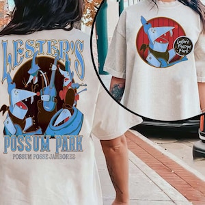 Camiseta vintage de 2 lados do filme Goofy | Camiseta Lester'S Possum Park | Camiseta engraçada combinando da Disney | Traje de viagem para a Disneylândia