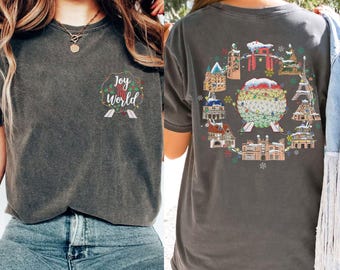 Retro Joy To The World Disney Christmas Shirt | Disney Epcot Christmas Tshirt | Mickey's Very Merry Christmas Sweatshirt, Magic Kingdom