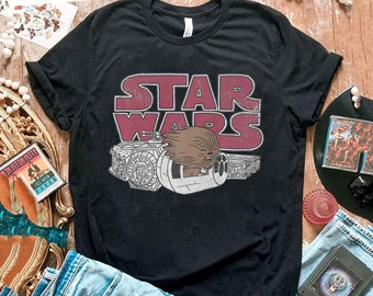 Retro Disney Star Wars-tröja | Chewbacca Millennium Falcon Doodle-t-shirt | Galaxy's Edge | Star Wars-dagen-tröja | Star Wars-firande
