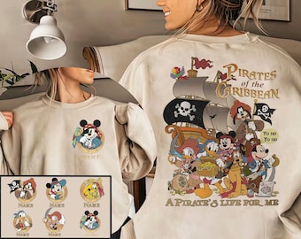 2-Sided Personalized Mickey And Friends Pirates Of The Caribbean Shirt | Disney Cruise Line 2025 Tshirt | Mickey Pirate | The Magic Kingdom