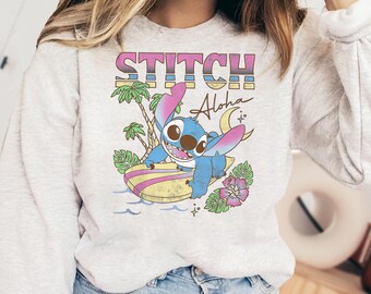 Vintage Disney Stitch Beach Summer Shirt | Stitch Aloha Shirt, Stitch Hawaii T-shirt | Disney Lilo And Stitch Shirt, Disneyworld Shirt