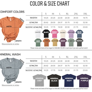 a women's t - shirt size chart with different colors