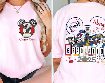 Custom 2-Sided In My Graduation Cruise Era Disney Cruise Shirt | Mickey & Friends Graduate Senior Tshirt | Disney Cruise Class of 2026 Trip