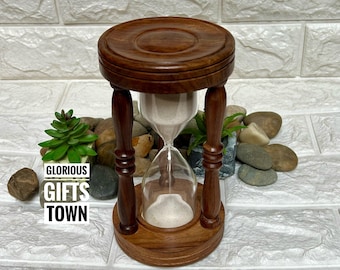 Personalized Wooden Sand Timer Custom Engraved Hourglass Nautical Desk Decor Gift For Anniversary