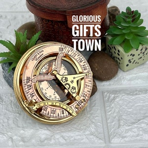 Personalized Gift Sundial Compass, Customized Engraved Gift Compass, Anniversary Wedding Gift, Birthday Gift, Christmas Gift For Mens