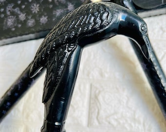 Handcrafted Gothic RAVEN Handle Walking Cane Luxury Victorian Style Derby Cane for Men & Women