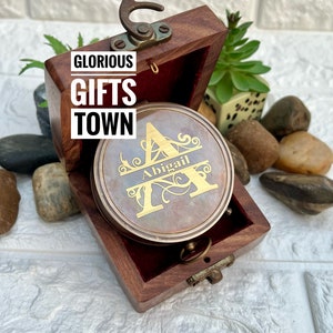 Personalized Sundial Compass, Custom Engraved Gift, Nautical Gift Compass, Anniversary Gift For Him, Wedding Gift for Her, Father Gift