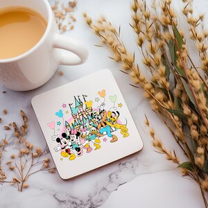 Magical Disney Friends Coaster – Colorful Castle Mouse Ears Drink Coaster, Cute Mickey Mouse Gift, Disney Home Decor, 2025 Keepsake
