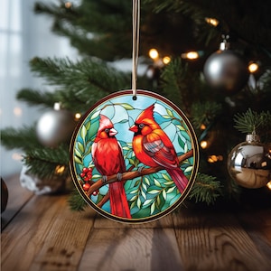 Kardinalverzierung, Weihnachtsverzierung Glasmalerei-Art, Tierverzierung, rote Kardinalverzierung, kundenspezifische Verzierung, Acrylverzierung