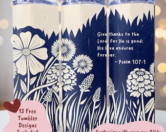 Christian Tumbler Wrap, Bible Verse Tumbler, 20oz Skinny Tumbler, Seamless Sublimation Design, Faith Tumbler, Inspirational Digital PNG