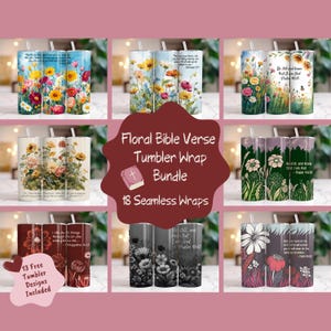 Bible Tumbler Wrap Bundle, Christian Verses Sublimation Faith Tumbler, Christian Quotes Religious 20 oz Skinny Tumbler Wrap Customizable PNG