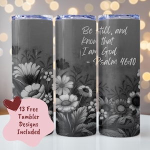 Christian Tumbler Wrap, Bible Verse Tumbler, 20oz Skinny Tumbler, Seamless Sublimation Design, Faith Tumbler, Inspirational Digital PNG