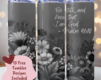 Christian Tumbler Wrap, Bible Verse Tumbler, 20oz Skinny Tumbler, Seamless Sublimation Design, Faith Tumbler, Inspirational Digital PNG