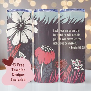 Christian Tumbler Wrap, Bible Verse Tumbler, 20oz Skinny Tumbler, Seamless Sublimation Design, Faith Tumbler, Inspirational Digital PNG
