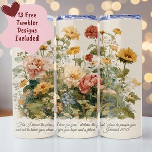 Christian Tumbler Wrap, Bible Verse Tumbler, 20oz Skinny Tumbler, Seamless Sublimation Design, Faith Tumbler, Inspirational Digital PNG