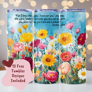Christian Tumbler Wrap, Bible Verse Tumbler, 20oz Skinny Tumbler, Seamless Sublimation Design, Faith Tumbler, Inspirational Digital PNG