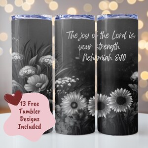 Christian Tumbler Wrap, Bible Verse Tumbler, 20oz Skinny Tumbler, Seamless Sublimation Design, Faith Tumbler, Inspirational Digital PNG