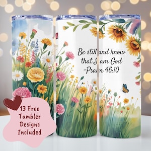 Christian Tumbler Wrap, Bible Verse Tumbler, 20oz Skinny Tumbler, Seamless Sublimation Design, Faith Tumbler, Inspirational Digital PNG