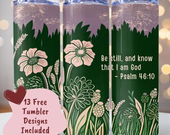 Christian Tumbler Wrap, Bible Verse Tumbler, 20oz Skinny Tumbler, Seamless Sublimation Design, Faith Tumbler, Inspirational Digital PNG