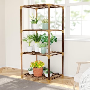 4 Tier Long Plant Stand Indoor, Outdoor Wood Plant Stands for Multiple Plants, Plant Shelf, Table Plant Pot Stand for Living Room, Balcony