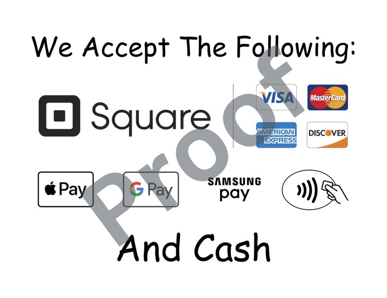 Square Payment Sign Etsy Square Payment Sign Etsy