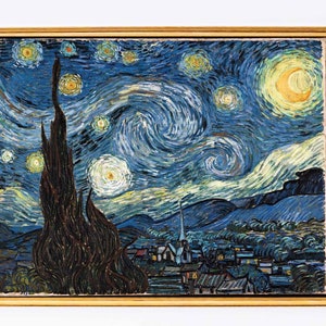 Vincent van Gogh | Sternenklare Nacht | Druckbare Wandkunst | Impressionist Wohndeko | Digitaler Download Druck | Vintage Landschaft | Vintage Kunst