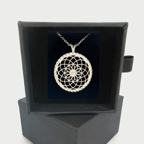 Torus Seed of Life Pendant - 925 Silver Sterling - 30mm - Sacred Geometry Necklace