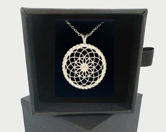 Torus Seed of Life Pendant - 925 Silver Sterling - 30mm - Sacred Geometry Necklace