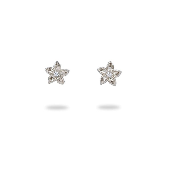 Plumeria Earrings - 925 Silver Sterling Studs - 6mm Studs - Hawaiian Frangipani Jewelry