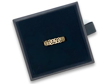 Celtic Knot Band - 14K Solid Gold Triquetra Promise Ring - 6mm - Avail in 10K or 14K Yellow or White Gold